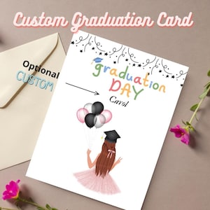 Carte de remise des diplômes imprimable, téléchargement numérique personnalisé pour garçon ou fille, jolie carte de félicitations pour homme ou femme