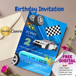 Editable Boys Birthday Invitation for any age, Personalized Car Birthday Invitation Printable Birthday Invite Template for Customized