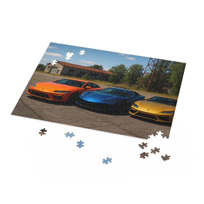 Sports Car Racing Puzzle for Adults & Kids, Exotic Supercar Track Scene ...