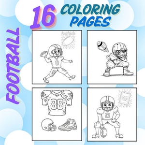 Printable Football Coloring Pages for Boys, 16 Fun Sports Activity Sheets, American Football Coloring Page for Kids