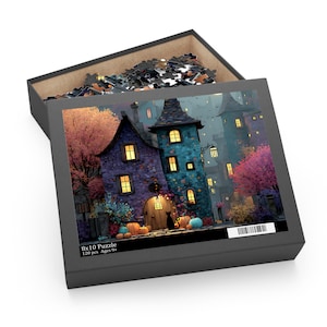 Halloween Puzzle, Spooky Decor, Fall Activity, Witchy Autumn Decor Gift, Haunted House Halloween Puzzle, Spooky Jigsaw for Adults & Kids