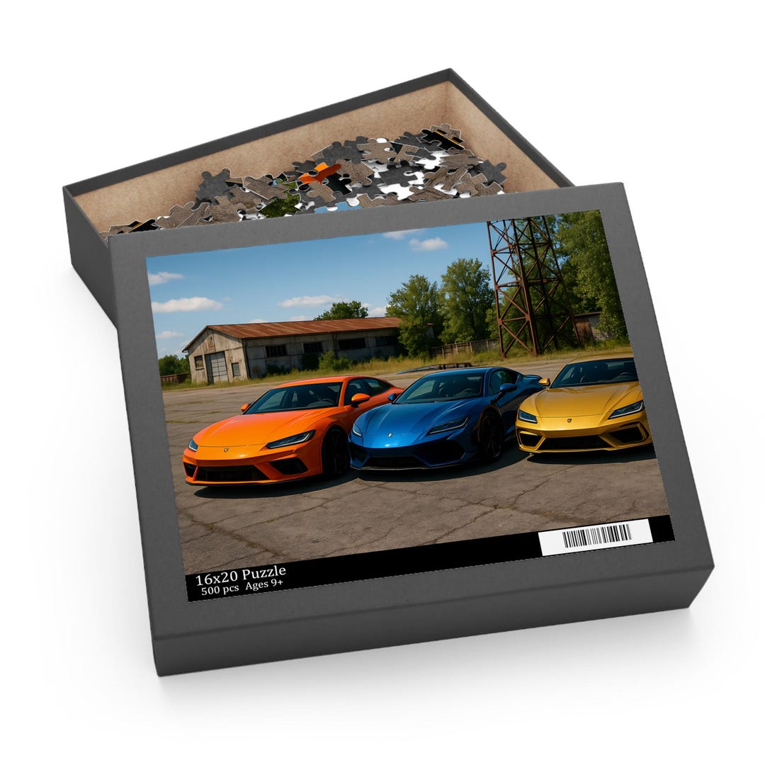 Sports Car Racing Puzzle for Adults & Kids, Exotic Supercar Track Scene ...