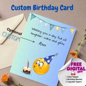 Cartão de aniversário personalizado, cartão de aniversário para impressão, cartão de felicitações para download digital para menino ou menina, cartão de aniversário personalizado para homem ou mulher