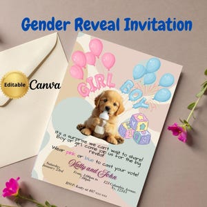 Editable Gender Reveal Invitation, Digital Download Gender Reveal Invite, Printable Template for Party Gender Reveal