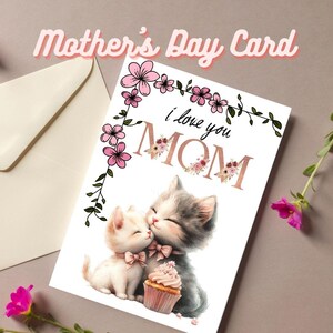 Cartão de Dia das Mães para Imprimir, Gato Fofo para Baixar Digitalmente, Cartão Engraçado para Mãe, Presente para Baixar Instantaneamente para Mãe, Ideia de Presente para Dia das Mães