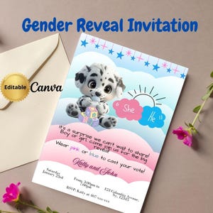Editable Gender Reveal Invitation, Digital Download Gender Reveal Invite, Printable Template for Party Gender Reveal