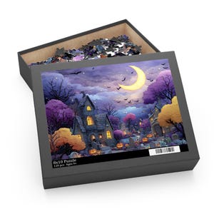Halloween Puzzle, Spooky Decor, Fall Activity, Witchy Autumn Decor Gift, Haunted House Halloween Puzzle, Spooky Jigsaw for Adults & Kids