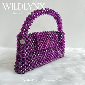 Handwoven Beaded Clutch in Lavender Haze or Radiant Amethyst | Vintage-Inspired Evening Handbag | Wedding Guest Purse |Romantic Minimal Glam