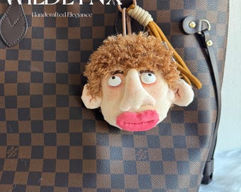 I'm Ugly But Sweet Doll Bag Charm | Weird Cute Art Doll Keychain | Handmade Emotional Plush Pendant | OOAK Collectible Doll