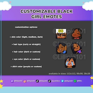 Customizable Black Girl Emote Pack
