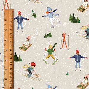 Ski With Me in Stone Fabric Belle and Boo by the fat Quarter