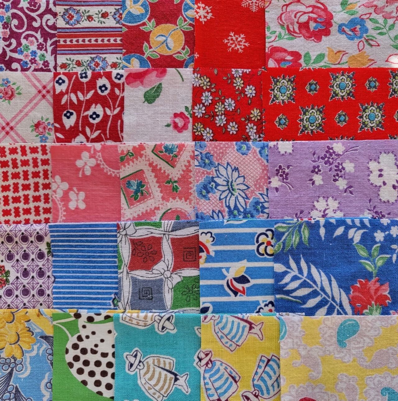 Vintage Feedsack Assorted Print & Color Small Size Scrap