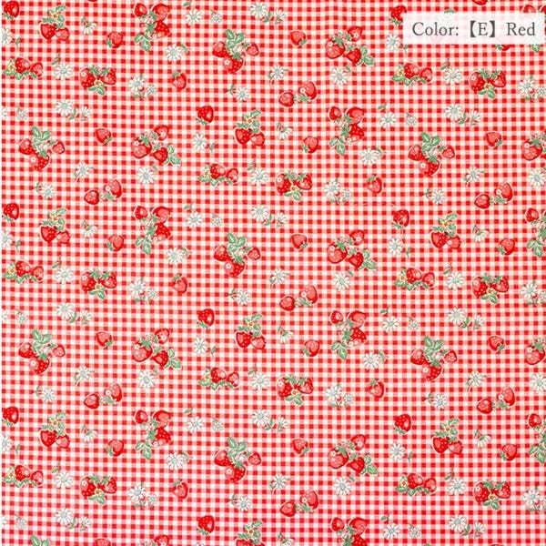 Check & Strawberry (Color E) Matsuyama Cotton fabric from Yuwa - Sold by the half yard. Made in Japan