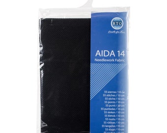 May include: Black Aida 14 count needlework fabric, 15.5 inches by 17.5 inches, 39 cm by 45 cm.  RTO Create for Fun.