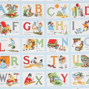 Multi Vintage Alphabet List Digital Panel 24in by Michael Miller