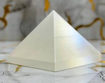 Selenite Pyramid Crystal – Stone, Energy Cleanser, Meditation Decor, Spiritual Gift