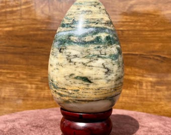 Polished Ocean Jasper Egg: Natural Patterned Crystal, 1.2 kg