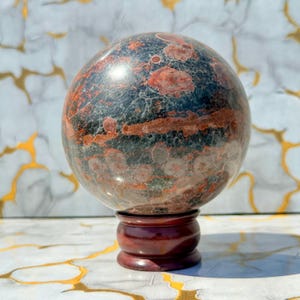 Natural Peanut Jasper Sphere | Polished Brown Patterned Crystal Ball, Decorative Stone