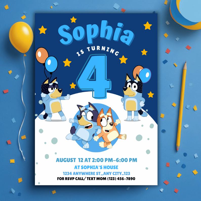 Bluey & Bingo Party Editable Template