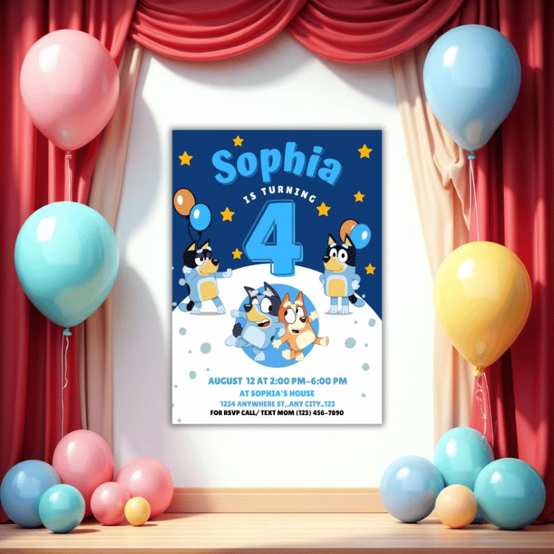 Bluey & Bingo Party Editable Template