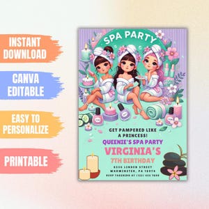 Bearbeitbare Spa Party Geburtstagseinladung Vorlage Geburtstag Mädchen Sleepover Invite Verwöhnen Rosa Mädchen Spa Tween Teen Digital Sofort Download