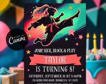 Editable Karate Birthday Invitation: Taekwondo Party Template (Digital Download)