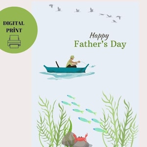 Vatertagskarte, Karte für Papa, glücklicher Vatertag, druckbare Vatertagskarten, digitaler Download Karte für Papa, Karte für Fischer-Papa