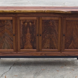 Black Walnut Buffet Huntboard Sideboard Solid Wood with Steel Base brandMOJO Interiors image 1