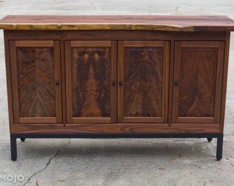 Black Walnut Buffet Huntboard Sideboard Solid Wood with Steel Base  brandMOJO Interiors