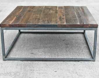 CUSTOM Reclaimed Wood Industrial Coffee Table- Steel Base- Brickmaker's Table-Rustic Wood-Shabby Chic-Vintage Industrial-brandmojo interiors