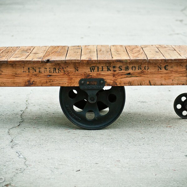 RESERVED for Lisa Genest: Original Industrial Factory Cart Coffee Table - 54L x 27w x 16.5t salvaged furniture steampunk living room