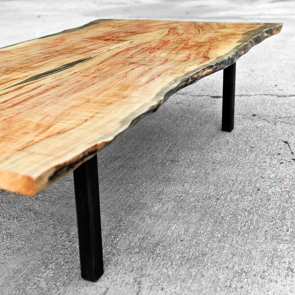 Coffee Table Live Edge Flame Box Elder - The Garcia Collection - Maple Hardwood - Natural Coloring - Handmade - Custom Furniture