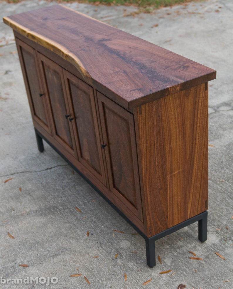 Black Walnut Buffet Huntboard Sideboard Solid Wood with Steel Base brandMOJO Interiors image 5