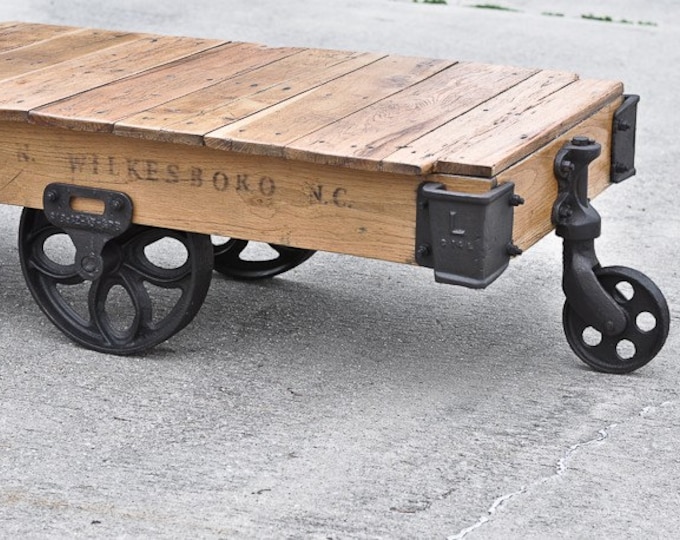 Vintage Industrial Factory Cart Coffee Table 48L X 27W X 14.75T