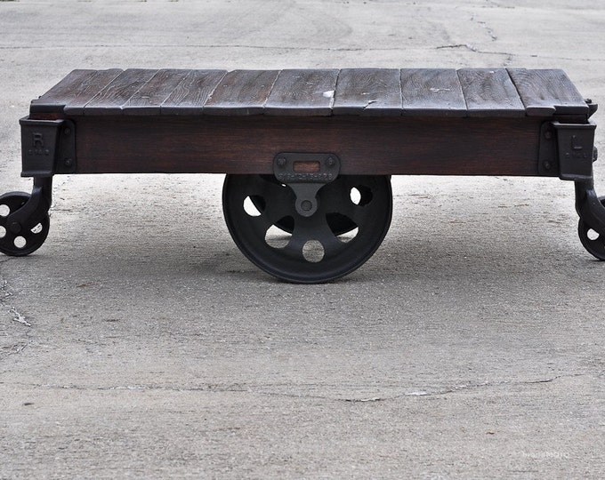 Vintage Industrial Factory Cart Coffee Table Etsy