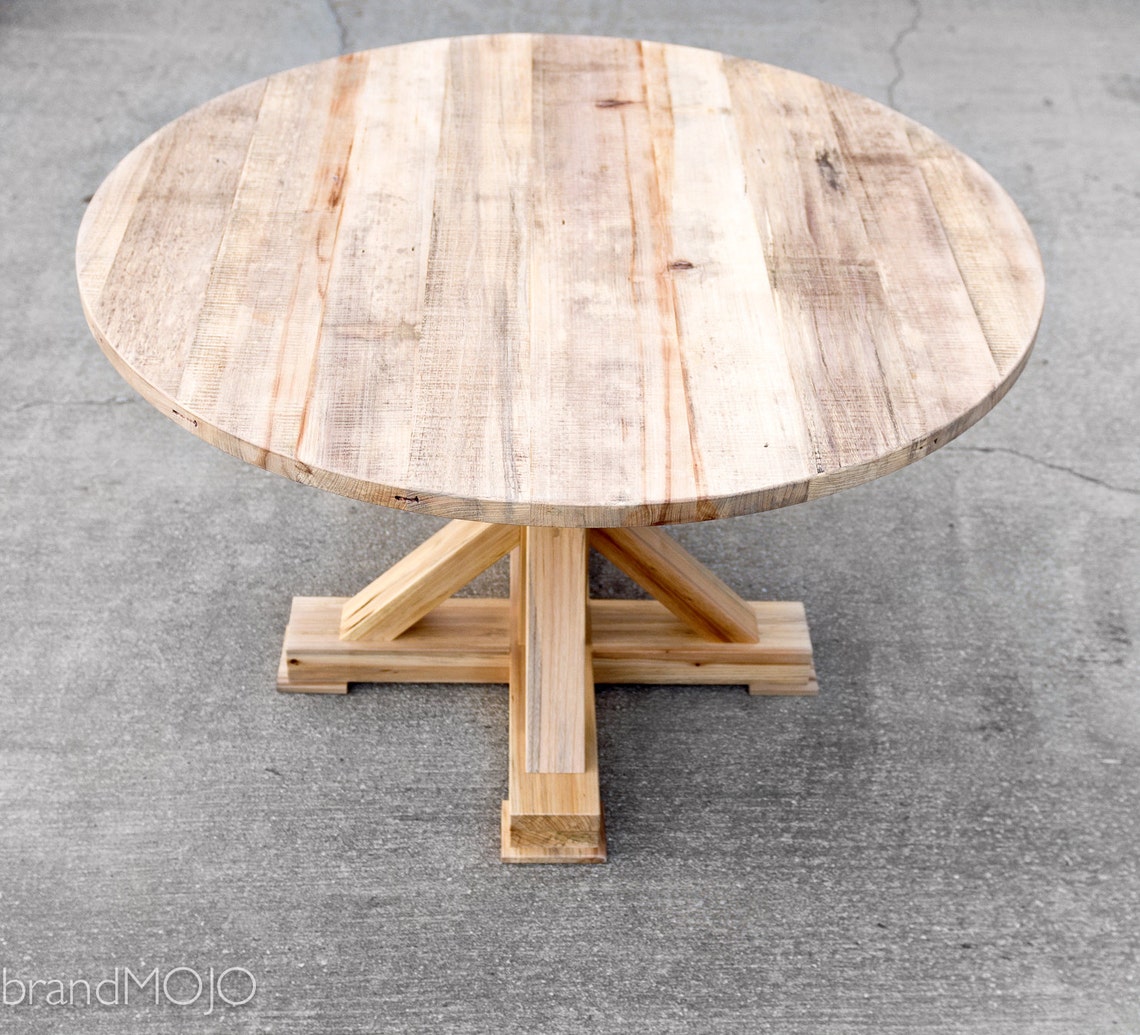 CUSTOM Round Dining Table Reclaimed Woodrustic Woodfarmhouse Tablereclaimed Woodx Base