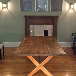 CUSTOM Reclaimed X Base Wood Dining Table-Farmhose Table-Mid Centry-Modern Farm Table-Custom Built-Salvaged Wood-brandmojo interiors image 4