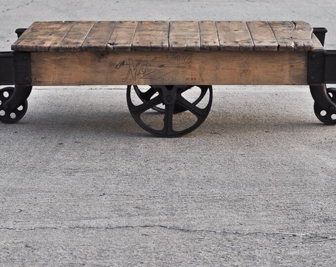 Vintage Industrial Factory Cart Coffee Table Etsy