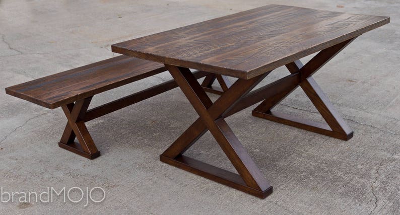 CUSTOM Reclaimed X Base Wood Dining Table-Farmhose Table-Mid Centry-Modern Farm Table-Custom Built-Salvaged Wood-brandmojo interiors image 8