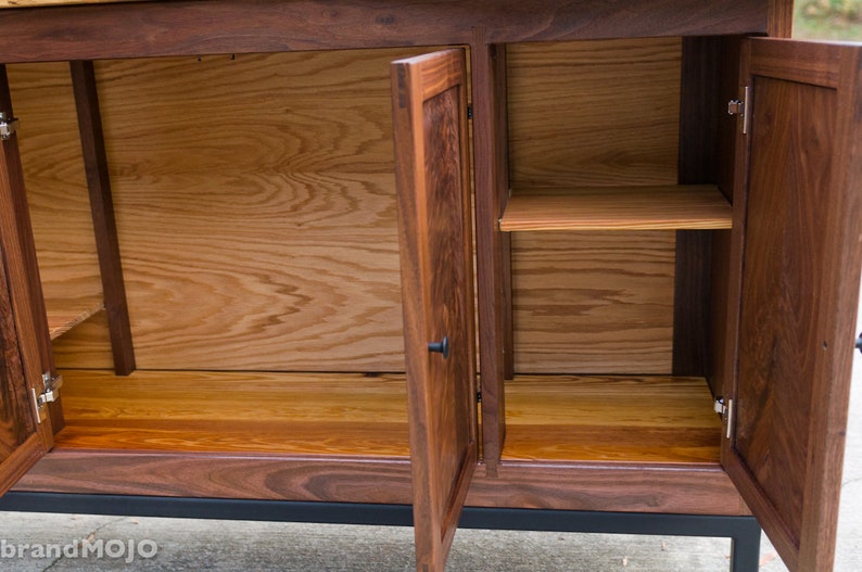 Black Walnut Buffet Huntboard Sideboard Solid Wood with Steel Base brandMOJO Interiors image 7