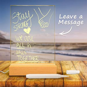 Panneau d'affichage lumineux avec stylo LED inscriptible en acrylique avec lumière chaude veilleuse alimentée par USB Cadeau pour enfants, amis, bureau ou chambre à coucher
