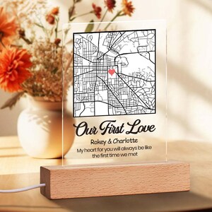 Notre premier rendez-vous amoureux veilleuse pour couple, carte gravée personnalisée, cadeau pour elle