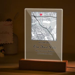 Veilleuse pour carte, cadeau où nous nous sommes rencontrés, carte cadeau personnalisée avec date, oeuvre d'art personnalisée carte acrylique