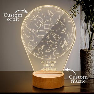Veilleuse LED pour couple, carte de la constellation, cadeau personnalisé, lampe de nuit en acrylique avec code scannable
