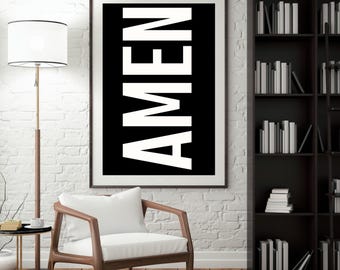 AMEN ウォールアート：モダンなキリスト教の装飾（デジタルダウンロード）
