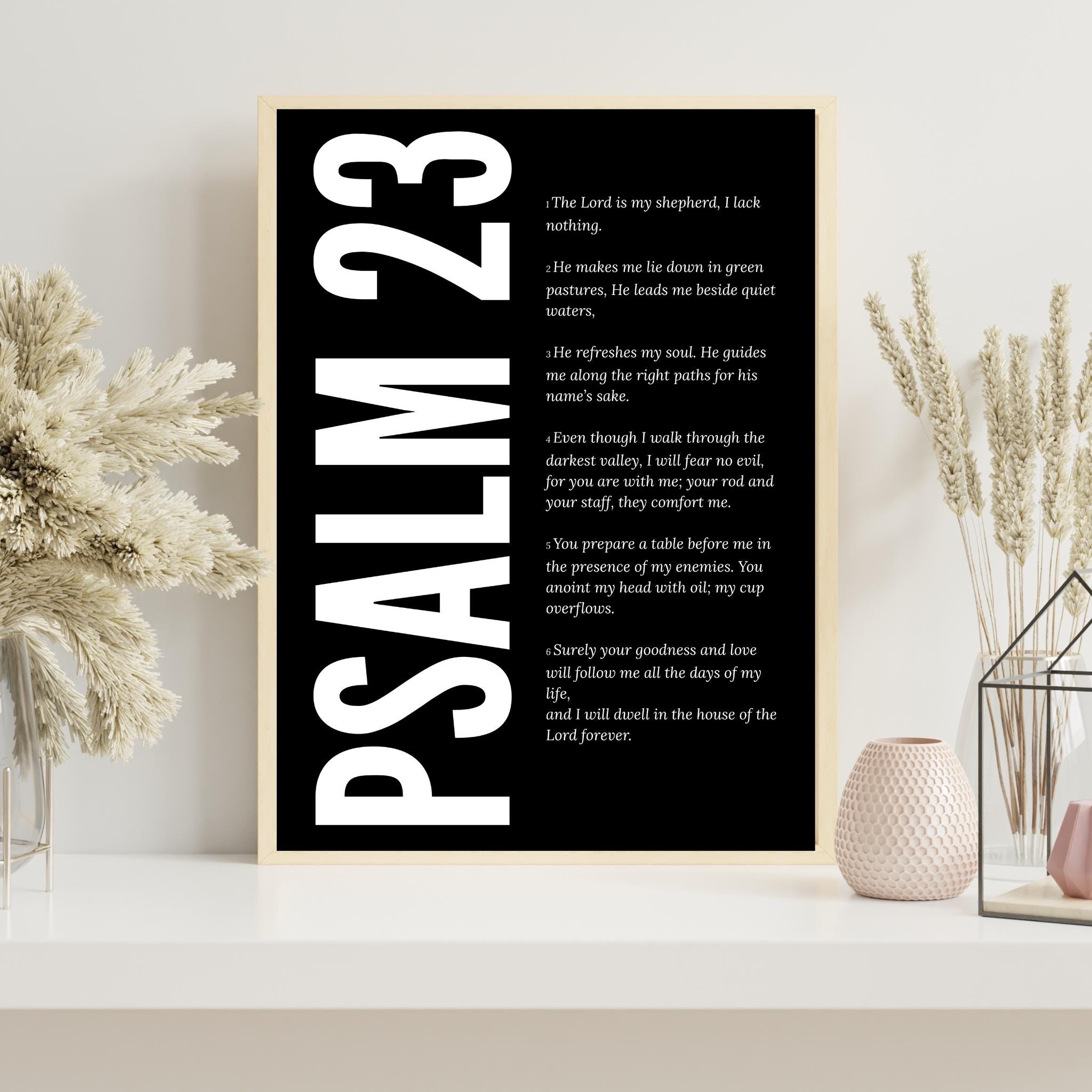Psalm 23 Scripture Print: Christian Bible Verse Wall Art (digital ...