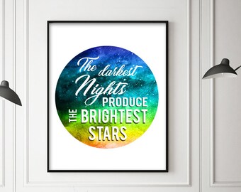 The Darkest Nights Produce the Brightest Stars (Printable Art Quote) Art of Mindfulness - Hope, Reflection, Nature art print, printable art