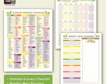 Ultimate Grocery Checklist PRINTABLE - 8.5 x 11 inches (Ultimate Grocery Checklist, Weekly / Monthly Meal Planning and Shopping List)