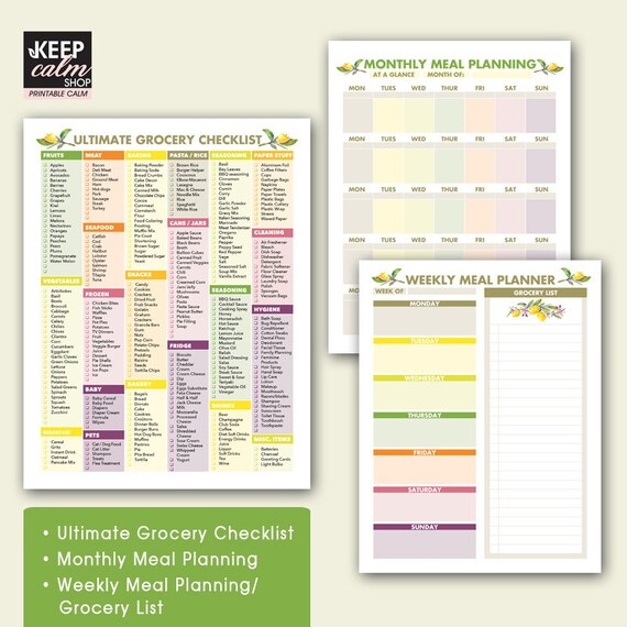 ultimate grocery checklist printable 85 x 11 inches etsy