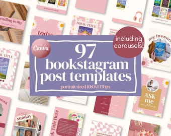 Modelos de Bookstagram Retro Rosa: Postagens e Carrosséis do Instagram (Canva)